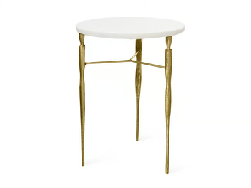 ELIS - Round brass and marble high side table by JOSÉ LEITE DE CASTRO - view 2
